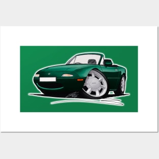Mazda MX5 (Mk1) British Racing Green Posters and Art